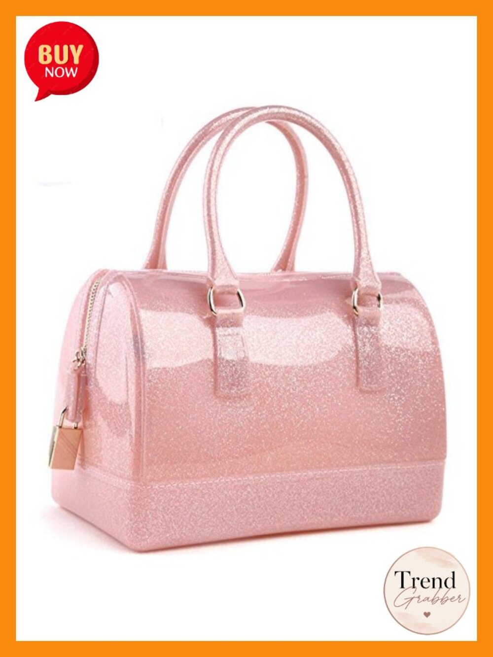 Women's Crystal Clear Jelly Top Handle Handbag PVC Sparkle Purse Briefcase